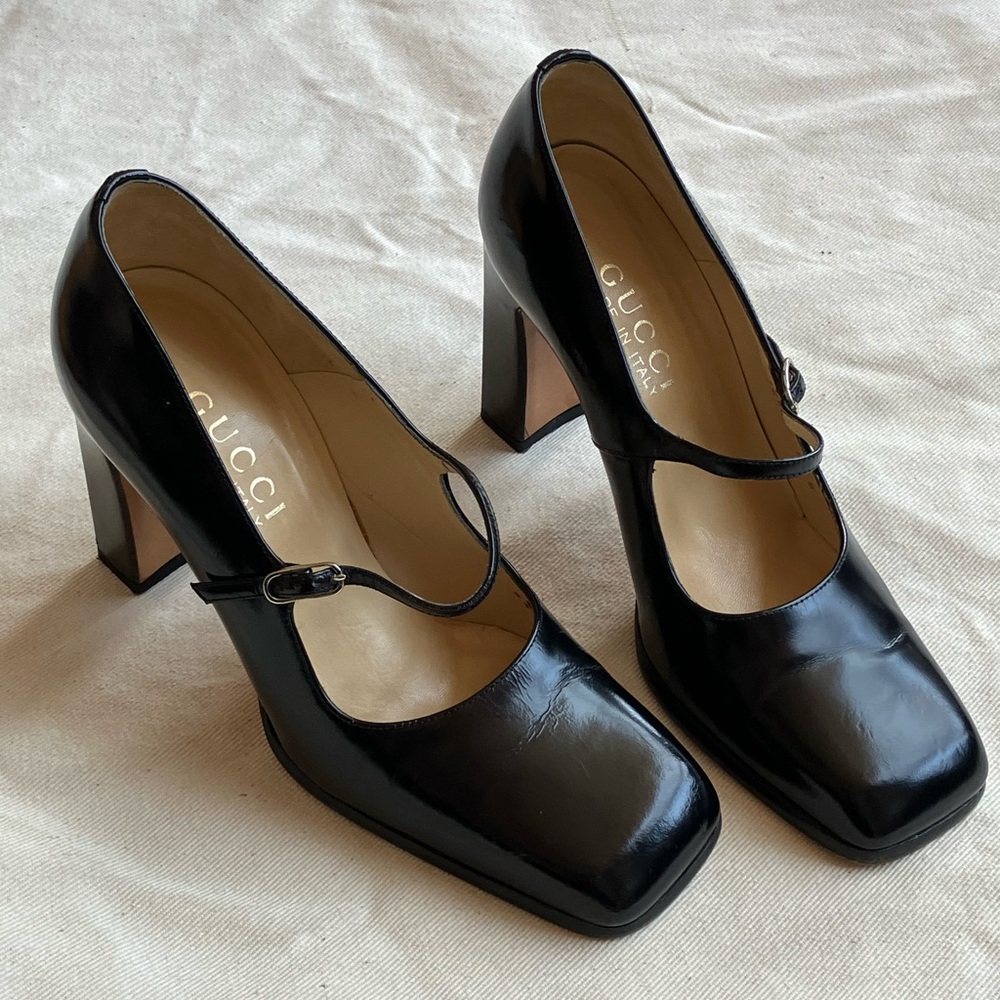 Vintage Gucci Black Patent Leather Mary Jane Heels